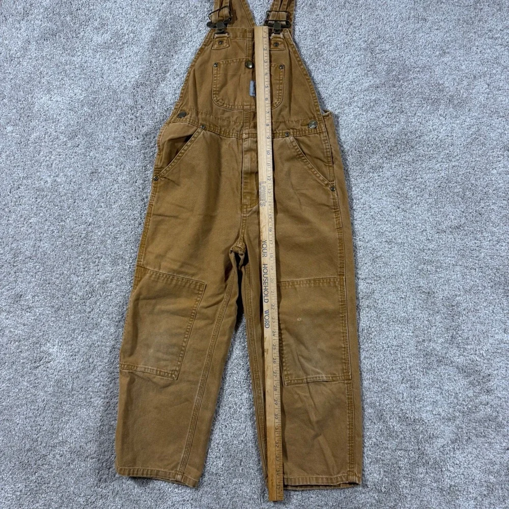 Carhartt Kids Brown Canvas Double Knee Bib Overalls Size 6 Workwear Duck Bibs